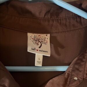 Self Esteem Chocolate Brown Blouse crop like with drawstrings on the sides
